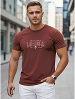 Pánské bavlněné tričko s nápisem v bordové barvě FashionStreet NX5136R Pánské bavlněné tričko s nápisem v bordové barvě FashionStreet NX5136R
