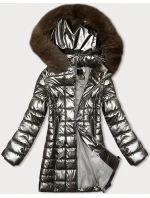 Metalická dámská bunda ve barvě zašlého zlata s kapucí J Style (16M9120-403)