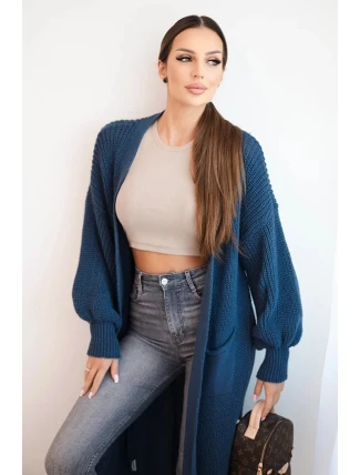 Dlouhý svetr kardigan tmavě jeansový Dlouhý svetr kardigan tmavě jeansový