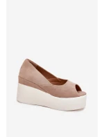Dámské sandály na klínu a platformě béžové Felyra