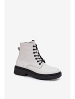 Zateplené dámské kotníkové boty z přírodní kůže Sergio Leone BT25248-S bílé