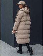 Dámská zimní dlouhá bunda oversize s kapucí MELVIN tmavě béžová FashionStreet TY4509