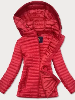 Červená prošívaná bunda s kapucí (LD-7218)