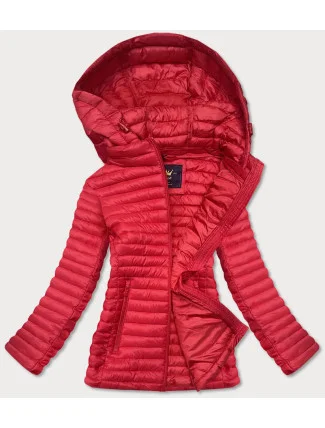 Červená prošívaná bunda s kapucí (LD-7218) Červená prošívaná bunda s kapucí (LD-7218)