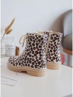 Ošetřené dětské boty na zip Bežovo-hnědé Dolida