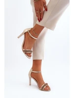 Zazoo 3328/2 Dámské Kožené Sandály Na Podpatku Zlaté Zazoo 3328/2 Dámské Kožené Sandály Na Podpatku Zlaté