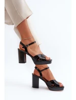 Lakované černé dámské sandály na podpatku D&A MR38-668