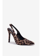 Zdobené Sandály Na Podpatku Panterka Béžovo-Černé Kemonia