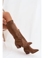 Semišové Kožené Kobyly Na Podpatku Zazoo 3152 Béžové