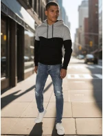 Pánská základní mikina s kapucí světle šedá FashionStreet BX5875