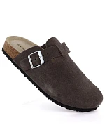 Dámské kožené žabky vestavěné hnědé Vinceza 101332