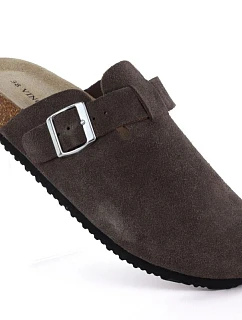 Dámské kožené žabky vestavěné hnědé Vinceza 101332