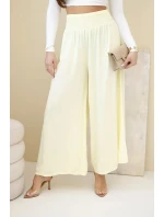 Dámské viskózové kalhoty s elastickým pasem žluté