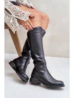 Zazoo 70140 Kožené dámské kozačky nad kolena zateplené černé