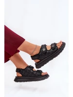 Dámské sandály s ozdobnými detaily na suchý zip černé Zoliner