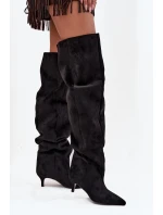 Dámské kozačky na jehlovém podpatku Ysolienne – černé