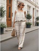 Dvoudílná dámská letní souprava s viskózou, béžová, FashionStreet AY1204