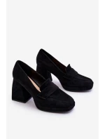 Semišové Lodičky Na Hrubém Podpatku A Platformě Černe Adriel