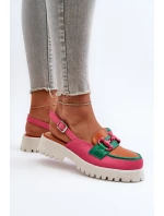 Dámské sandály na ploché podrážce s ozdobou oranžové D&A MR38-656