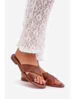 Kožené Dámské Pantofle Lewski Shoes 3682 Camel