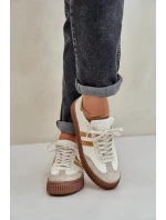 Zazoo N1068S6 Kožené Nízké Sneakersy Dámské Na Platformě Béžové