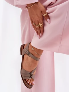 Zazoo 40182 Kožené Dámské Sandály Tmavě Béžové