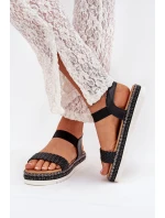 Dámské Sandály S Pletením Na Ozdobené Platformě Černé Velara