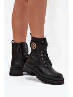 Dámské Botky Pracovní Se Zlatým Detalem Zateplené Černé Fiorena