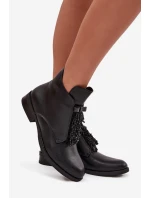 Zateplené dámské kotníkové boty na ploché podešvi S.Barski HY42-713 Černé