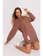 M676 Svetr tunika se zipy - čokoládová