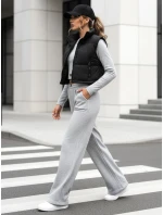 Dámský komplet širokých kalhot a crop topu ASTRAL ALLURE šedý FashionStreet AY0904 Dámský komplet širokých kalhot a crop topu ASTRAL ALLURE šedý FashionStreet AY0904