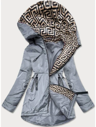 Šedo-béžová dámská bunda pro přechodné období (B8037-9046) Šedo-béžová dámská bunda pro přechodné období (B8037-9046)