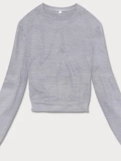 Světle šedá tenká krátká dámská tepláková mikina (8B938-2)