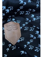 Tmavě modrá sportovní mikina s kapucí a se vzorem vlaštovek (2309)