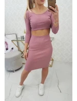 Souprava halenky a sukně tmavě růžová Souprava halenky a sukně tmavě růžová