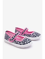 Dětské balerínky na suchý zip v potisku námořnické modré a růžové Selah
