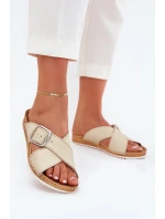 Dámské Kožené Sandály S Přezkou Béžové Inblu VO0004GU
