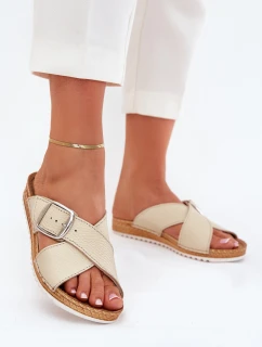 Dámské Kožené Sandály S Přezkou Béžové Inblu VO0004GU
