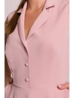 S409 Košilové šaty ve fitted střihu - pudrové S409 Košilové šaty ve fitted střihu - pudrové