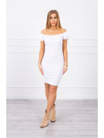 Žebrované šaty s volánky bílé