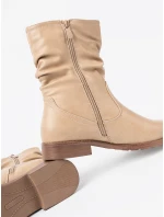 Pohodlné  kotníčkové boty dámské hnědé na plochém podpatku