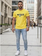 Pánské bavlněné tričko s potiskem žluté FashionStreet NX5017R
