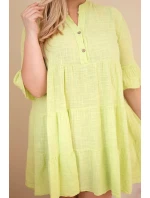 Dámské bavlněné šaty Plus Size s volánky světle zelená