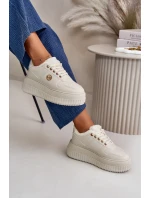 Sneakersy Sportovní Boty Dámské Zateplené Na Masivní Podešvi Béžové Verissha