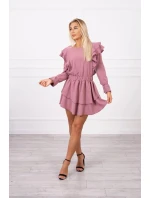 Dámské šaty se svislými volány 16095 tmavě růžové - Kesi Dámské šaty se svislými volány 16095 tmavě růžové - Kesi