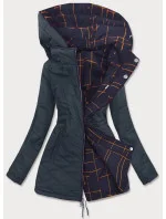 Tmavě modro-žlutá oboustranná dámská bunda parka (w656big)