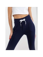 Námořnicky modré základní teplákové kalhoty s lemováním RUE PARIS (LO-DR-LK-239.14)