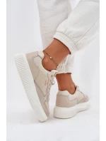 Dámské Kožené Tenisky Na Platformě Béžové Velarria