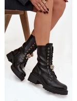 Botky workery dámské s ozdobou – černé Jorayne