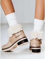 Dámské kozačky s ovčí kůží béžové FashionStreet ZY1249 Dámské kozačky s ovčí kůží béžové FashionStreet ZY1249